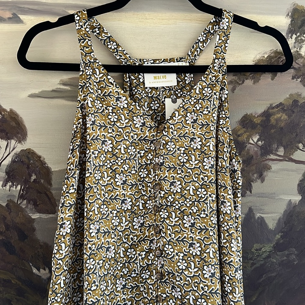 MAEVE Anthropologie NWT Floral Patterned Top in Mustard, Purple & White SIZE 2 - Picture 6 of 12
